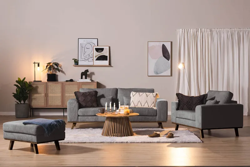 Copenhagen Fotpall Manchester - Grå - Möbler - Fåtölj & stolar - Pall & puff - Fotpallar