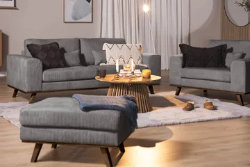 Copenhagen Fotpall Manchester - Grå - Möbler - Fåtölj & stolar - Pall & puff - Fotpallar