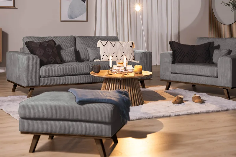 Copenhagen Fotpall Manchester - Grå - Möbler - Fåtölj & stolar - Pall & puff - Fotpallar