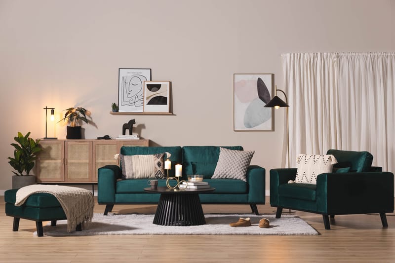Copenhagen Fotpall Sammet - Grön - Möbler - Fåtölj & stolar - Pall & puff - Fotpallar