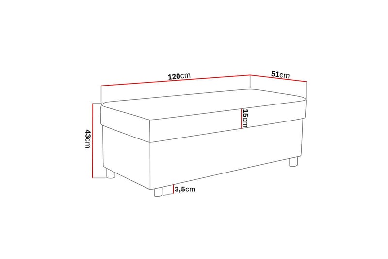 Crazy Fotpall med Förvaring 120x50 - Brun - Möbler - Fåtölj & stolar - Pall & puff - Fotpallar