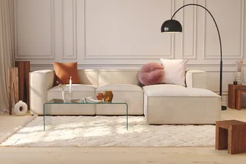 Cubo 1-sits  Rektangulär Fotpallsmodul i Manchester 80 cm bred - Beige - Möbler - Fåtölj & stolar - Pall & puff - Fotpallar