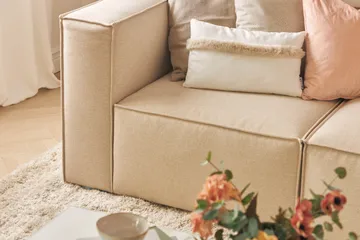 Cubo 1-sits  Rektangulär Fotpallsmodul i Tyg 80 cm bred - Beige - Möbler - Fåtölj & stolar - Pall & puff - Fotpallar