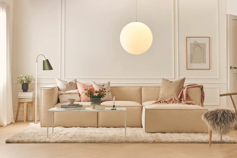 Cubo 1-sits  Rektangulär Fotpallsmodul i Tyg 80 cm bred - Beige - Möbler - Fåtölj & stolar - Pall & puff - Fotpallar