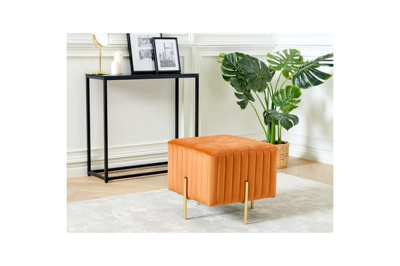 Fotpall Dayton Orange/guld - Orange/guld - Möbler - Fåtölj & stolar - Pall & puff - Fotpallar