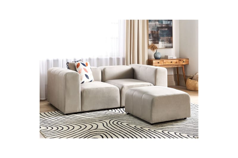 Fotpall Falsterbo Beige, Sammet - Beige, Sammet - Möbler - Fåtölj & stolar - Pall & puff - Fotpallar