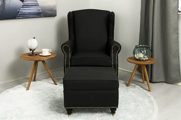 Fotpall Cesaro 55x45 cm Svart PU - Grå - Möbler - Fåtölj & stolar - Pall & puff - Fotpallar