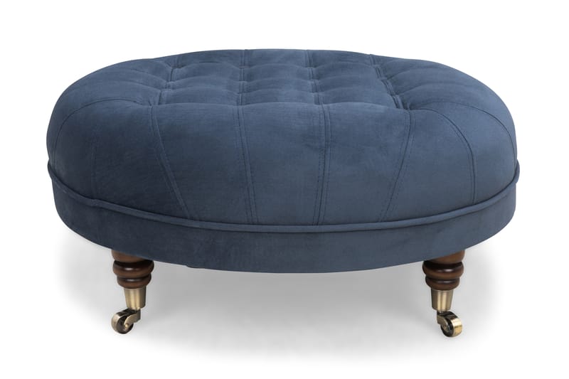 Fotpall Chester Deluxe Rund 80 cm Sammet Petrolblå - 80 cm - Möbler - Fåtölj & stolar - Pall & puff - Fotpallar
