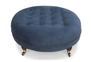 Fotpall Chester Deluxe Rund 80 cm Sammet Petrolblå - 80 cm - Möbler - Fåtölj & stolar - Pall & puff - Fotpallar
