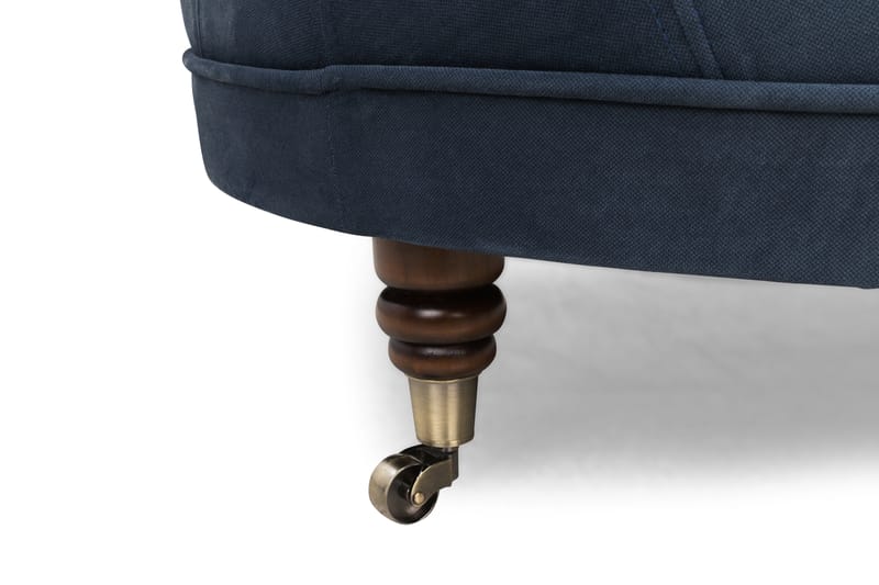 Fotpall Chester Deluxe Rund 80 cm Sammet Petrolblå - 80 cm - Möbler - Fåtölj & stolar - Pall & puff - Fotpallar