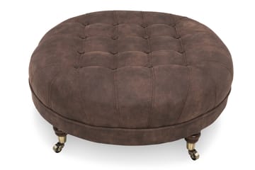Fotpall Chester Deluxe Rund 80 cm Vintage Mörkbrun - 80 cm - Möbler - Fåtölj & stolar - Pall & puff - Fotpallar
