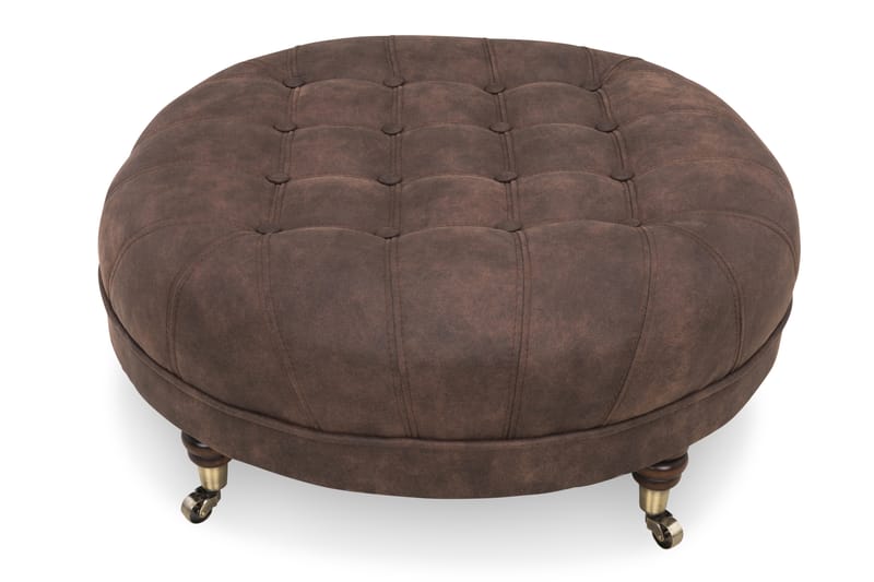 Fotpall Chester Deluxe Rund 80 cm Vintage Mörkbrun - 80 cm - Möbler - Fåtölj & stolar - Pall & puff - Fotpallar