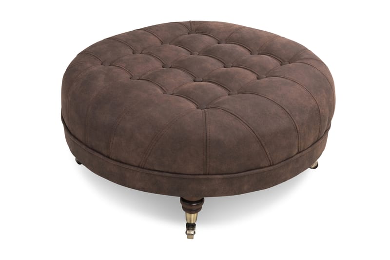 Fotpall Chester Deluxe Rund 80 cm Vintage Mörkbrun - 80 cm - Möbler - Fåtölj & stolar - Pall & puff - Fotpallar