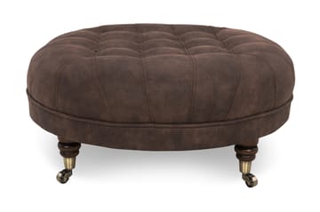 Fotpall Chester Deluxe Rund 80 cm Vintage Mörkbrun - 80 cm - Möbler - Fåtölj & stolar - Pall & puff - Fotpallar