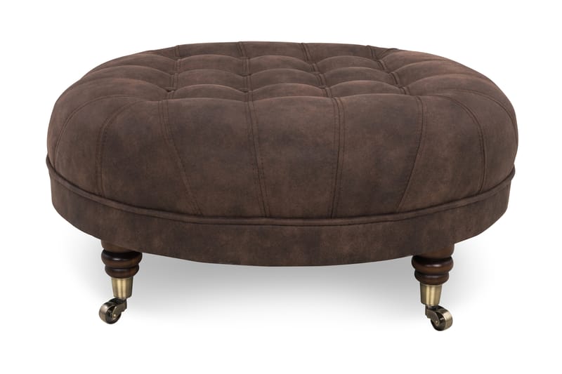 Fotpall Chester Deluxe Rund 80 cm Vintage Mörkbrun - 80 cm - Möbler - Fåtölj & stolar - Pall & puff - Fotpallar