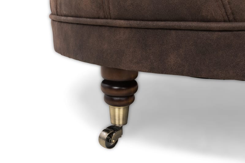Fotpall Chester Deluxe Rund 80 cm Vintage Mörkbrun - 80 cm - Möbler - Fåtölj & stolar - Pall & puff - Fotpallar