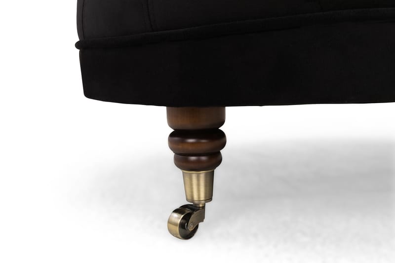 Fotpall Chester Deluxe Rund Sammet Svart - 80 cm - Möbler - Fåtölj & stolar - Pall & puff - Fotpallar
