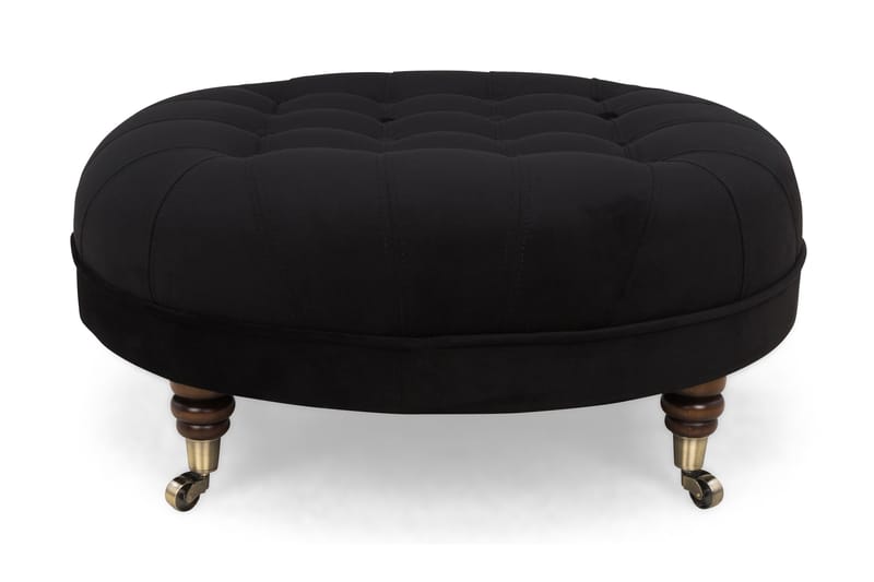 Fotpall Chester Deluxe Rund Sammet Svart - 80 cm - Möbler - Fåtölj & stolar - Pall & puff - Fotpallar