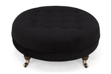 Fotpall Chester Deluxe Rund Sammet Svart - 80 cm - Möbler - Fåtölj & stolar - Pall & puff - Fotpallar