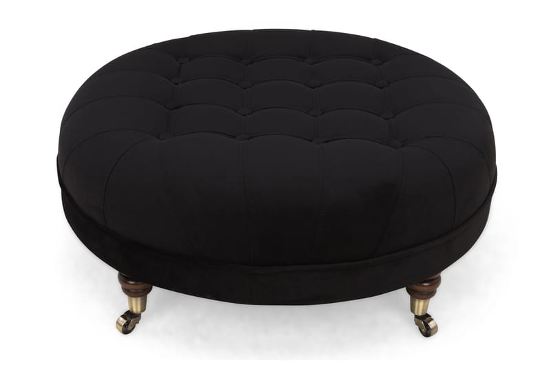 Fotpall Chester Deluxe Rund Sammet Svart - 80 cm - Möbler - Fåtölj & stolar - Pall & puff - Fotpallar