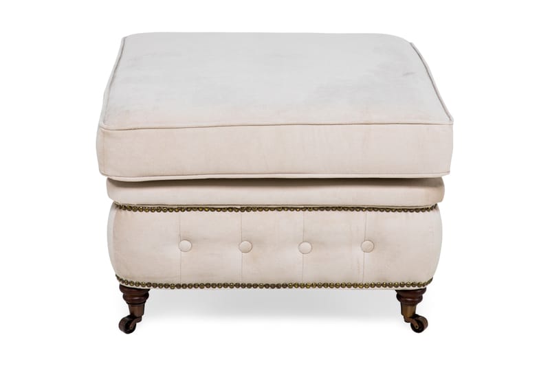 Fotpall Chester Deluxe Sammet - Beige - Möbler - Fåtölj & stolar - Pall & puff - Fotpallar