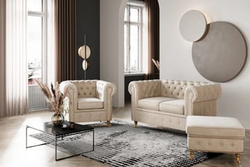 Fotpall Chester Deluxe Sammet - Beige - Möbler - Fåtölj & stolar - Pall & puff - Fotpallar