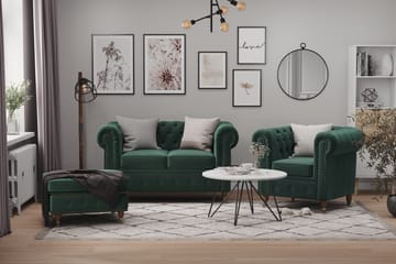 Fotpall Chester Deluxe Sammet Mörkgrön - Grön - Möbler - Fåtölj & stolar - Pall & puff - Fotpallar