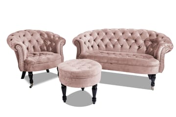 Fotpall Chester Ludovic 50 cm Rund - Rosa - Möbler - Fåtölj & stolar - Pall & puff - Fotpallar