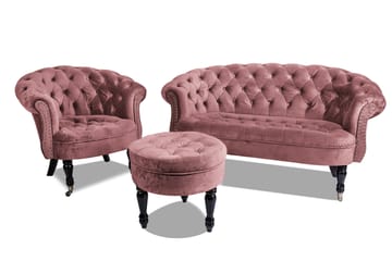 Fotpall Chester Ludovic 50 cm Rund - Rosa - Möbler - Fåtölj & stolar - Pall & puff - Fotpallar