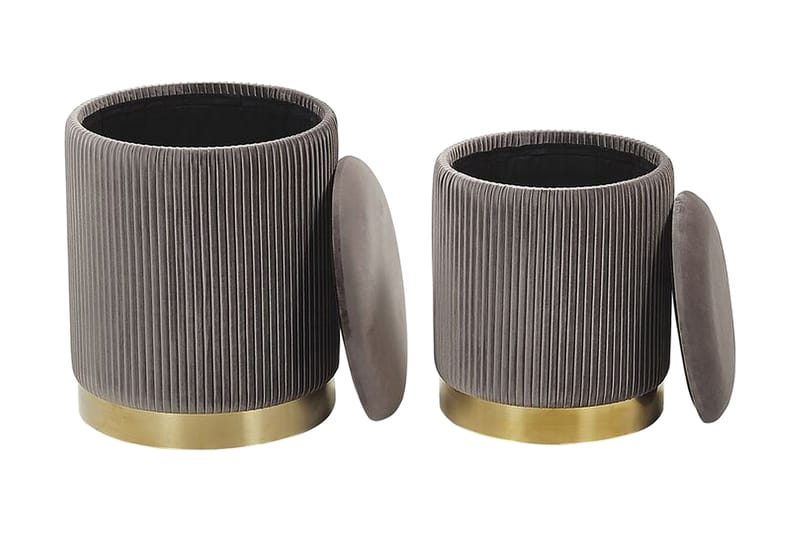 Fotpall Mangin med Förvaring 2-pack - Grå - Möbler - Fåtölj & stolar - Pall & puff - Fotpallar