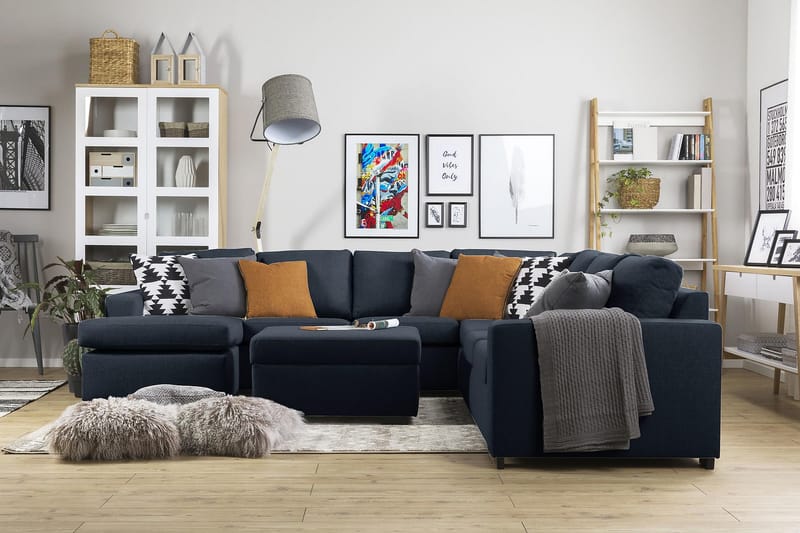 Fotpall med Förvaring Nevada 80x65 - Mörkblå - Möbler - Fåtölj & stolar - Pall & puff - Fotpallar