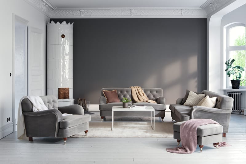 Fotpall New Castle - Silvergrå - Möbler - Fåt�ölj & stolar - Pall & puff - Fotpallar