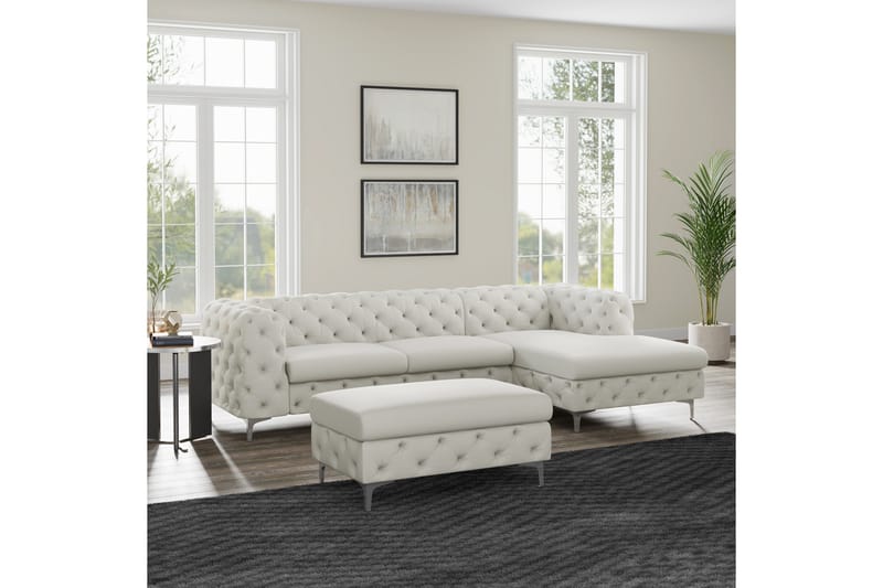 Fotpall Thersa 67 cm Rektangulär - Beige - Möbler - Fåtölj & stolar - Pall & puff - Fotpallar