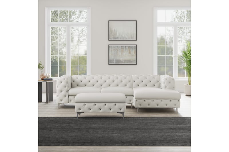 Fotpall Thersa 67 cm Rektangulär - Beige - Möbler - Fåtölj & stolar - Pall & puff - Fotpallar