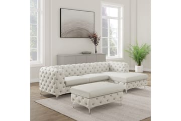 Fotpall Thersa 67 cm Rektangulär - Beige - Möbler - Fåtölj & stolar - Pall & puff - Fotpallar