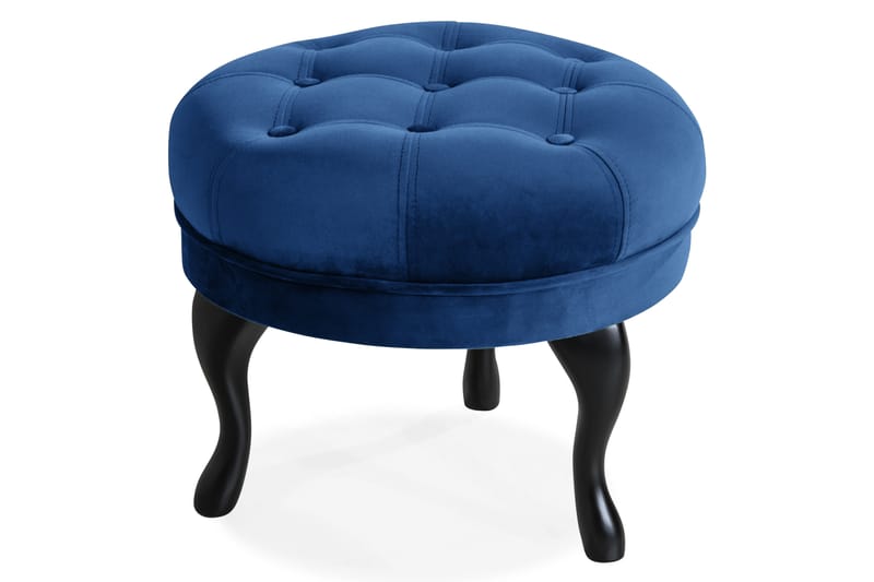 Fotpall Thunia 50 cm Sammet - Blå - Möbler - Fåtölj & stolar - Pall & puff - Fotpallar