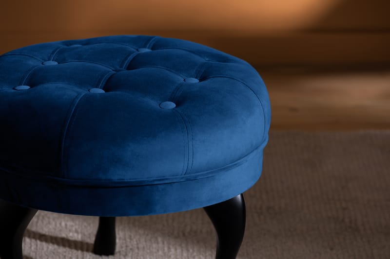 Fotpall Thunia 50 cm Sammet - Blå - Möbler - Fåtölj & stolar - Pall & puff - Fotpallar