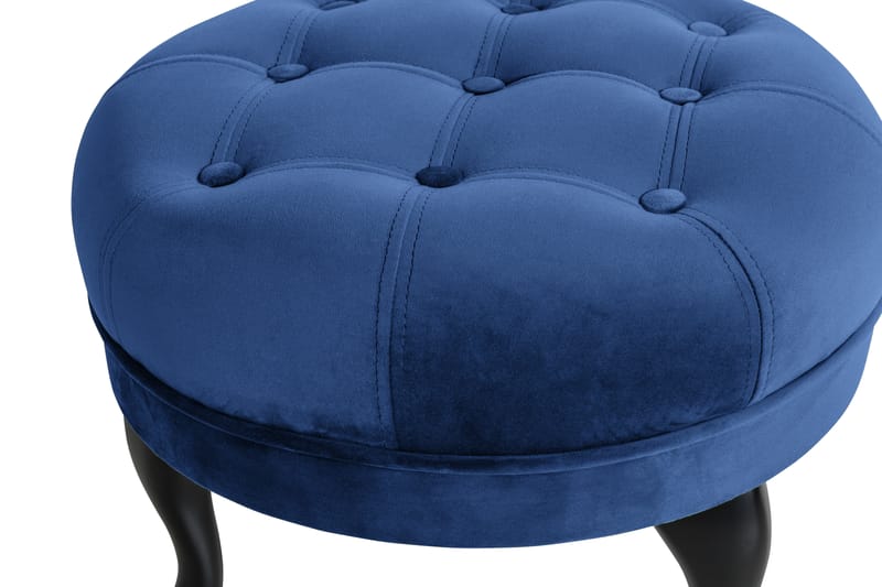 Fotpall Thunia 50 cm Sammet - Blå - Möbler - Fåtölj & stolar - Pall & puff - Fotpallar
