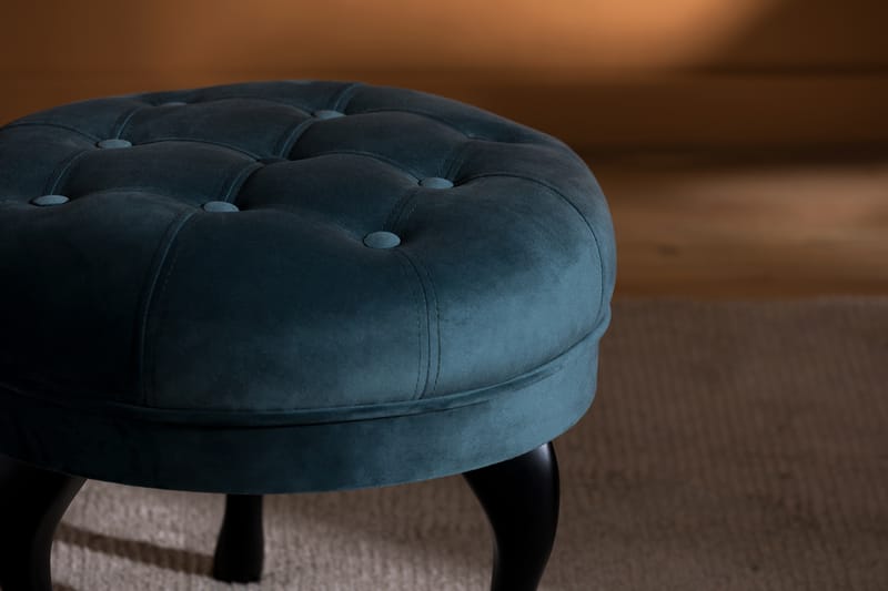 Fotpall Thunia 50 cm Sammet - Blågrön - Möbler - Fåtölj & stolar - Pall & puff - Fotpallar