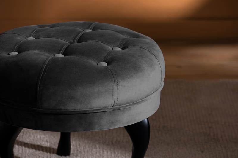 Fotpall Thunia 50 cm Sammet - Mörkgrå - Möbler - Fåtölj & stolar - Pall & puff - Fotpallar