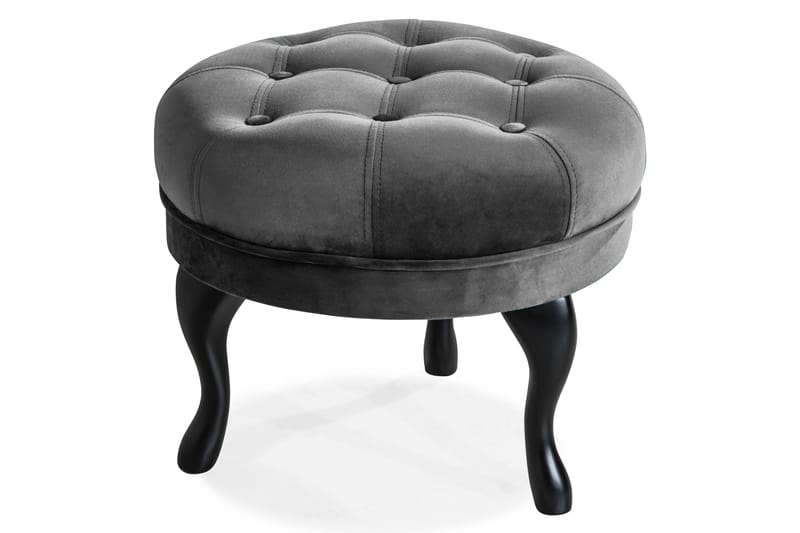 Fotpall Thunia 50 cm Sammet - Mörkgrå - Möbler - Fåtölj & stolar - Pall & puff - Fotpallar