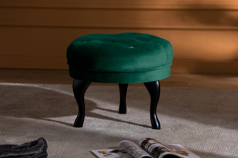 Fotpall Thunia 50 cm Sammet - Mörkgrön - Möbler - Fåtölj & stolar - Pall & puff - Fotpallar
