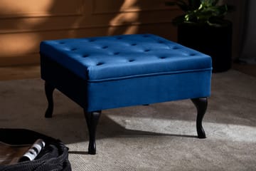 Fotpall Thunia 70x70 cm Sammet - Blå - Möbler - Fåtölj & stolar - Pall & puff - Fotpallar