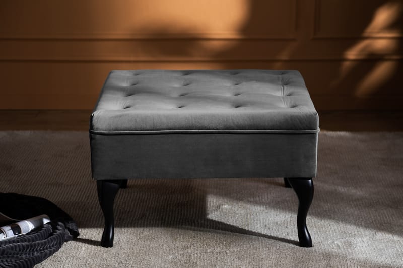 Fotpall Thunia 70x70 cm Sammet - Mörkgrå - Möbler - Fåtölj & stolar - Pall & puff - Fotpallar