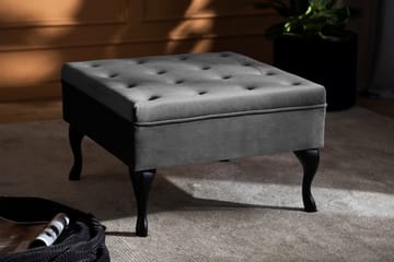 Fotpall Thunia 70x70 cm Sammet - Mörkgrå - Möbler - Fåtölj & stolar - Pall & puff - Fotpallar