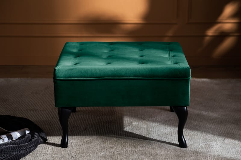 Fotpall Thunia 70x70 cm Sammet - Mörkgrön - Möbler - Fåtölj & stolar - Pall & puff - Fotpallar