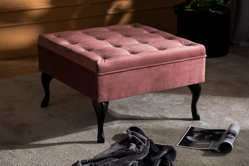 Fotpall Thunia 70x70 cm Sammet - Rostrosa - Möbler - Fåtölj & stolar - Pall & puff - Fotpallar