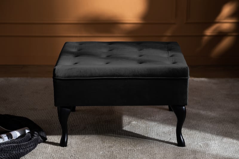 Fotpall Thunia 70x70 cm Sammet - Svart - Möbler - Fåtölj & stolar - Pall & puff - Fotpallar