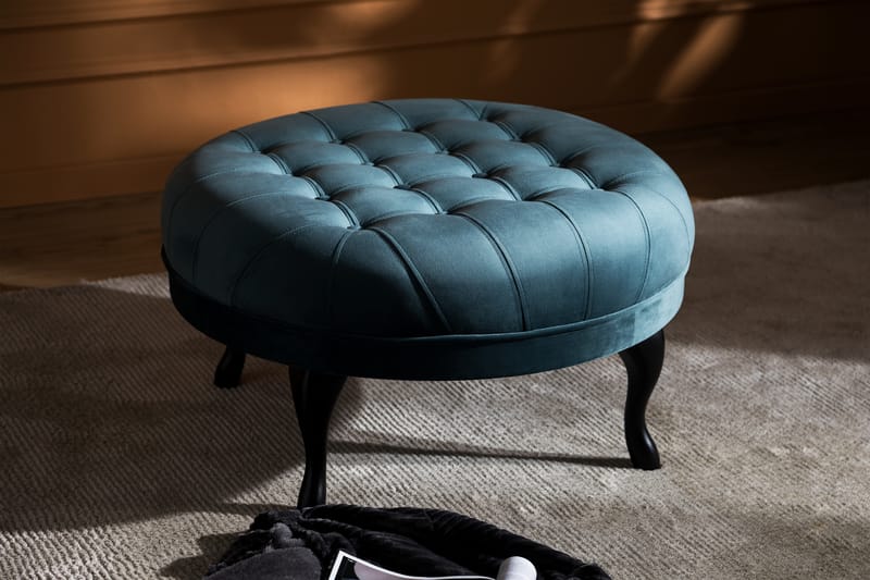 Fotpall Thunia 80 cm Sammet - Blågrön - Möbler - Fåtölj & stolar - Pall & puff - Fotpallar
