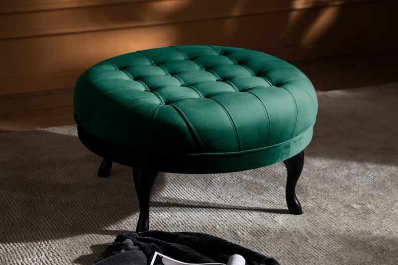 Fotpall Thunia 80 cm Sammet - Mörkgrön - Möbler - Fåtölj & stolar - Pall & puff - Fotpallar